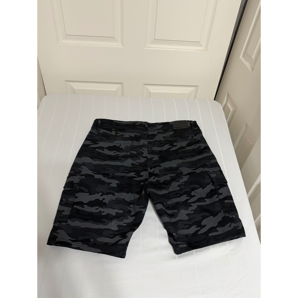 Stone Falcon Mens Camo Cargo Shorts Grey Black Camouflage Size 38 Multi-Pocket